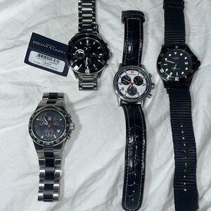ESQ, Tommy Hilfiger, Rotary,Wenger....lot of four working men's watches.